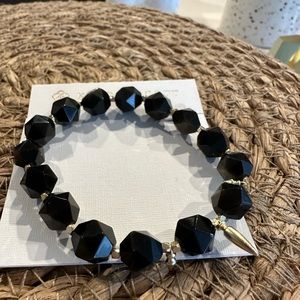 Kendra Scott black obsidian gold stretch bracelet